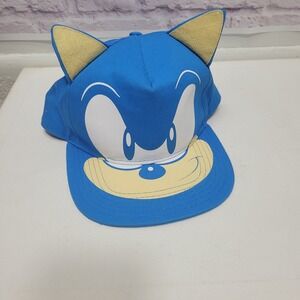 Blue Sega Sonic the Hedgehog Snapback Baseball Cap with Ears Adult Size Preowned